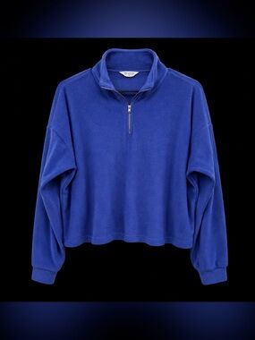 Peloton Purple/blue pullover jacket, cropped, 1/4 zip, women’s size medium. EUC